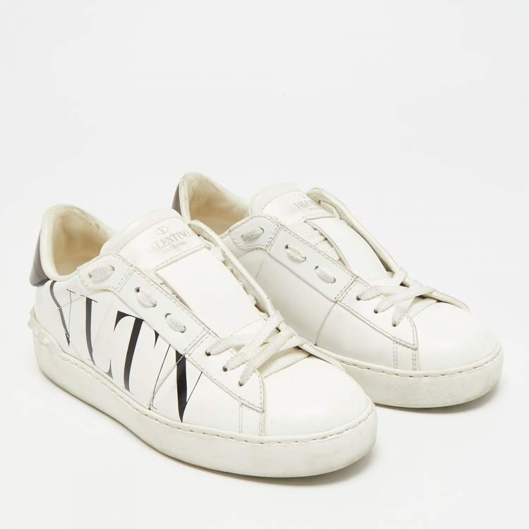 Pre Owned Valentino VLTN Size 35.5 White Leather Low Top Sneakers
