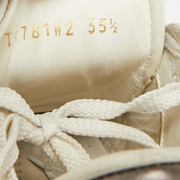 Pre Owned Valentino VLTN Size 35.5 White Leather Low Top Sneakers