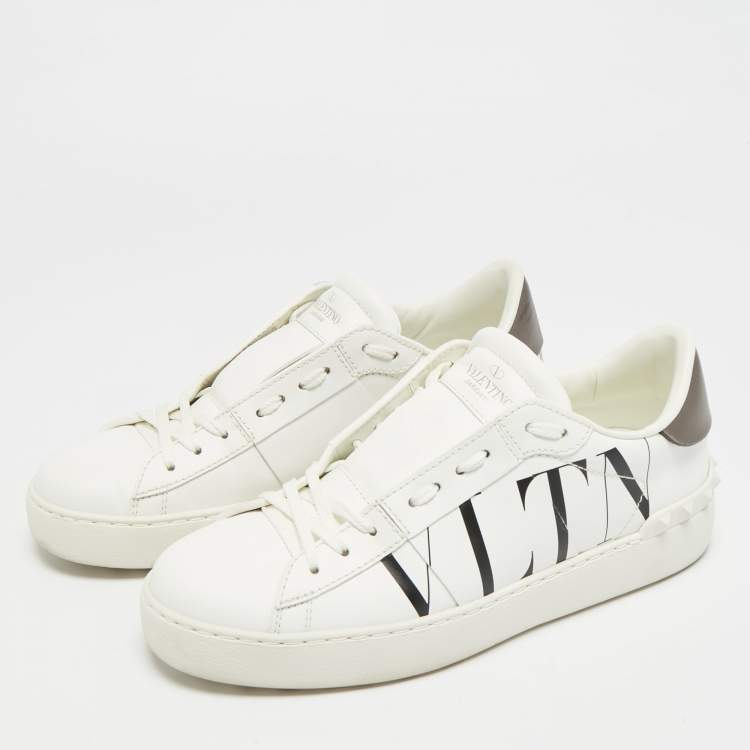 Pre Owned Valentino VLTN Size 37 White Leather Low Top Sneakers