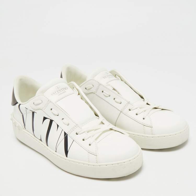 Pre Owned Valentino VLTN Size 37 White Leather Low Top Sneakers