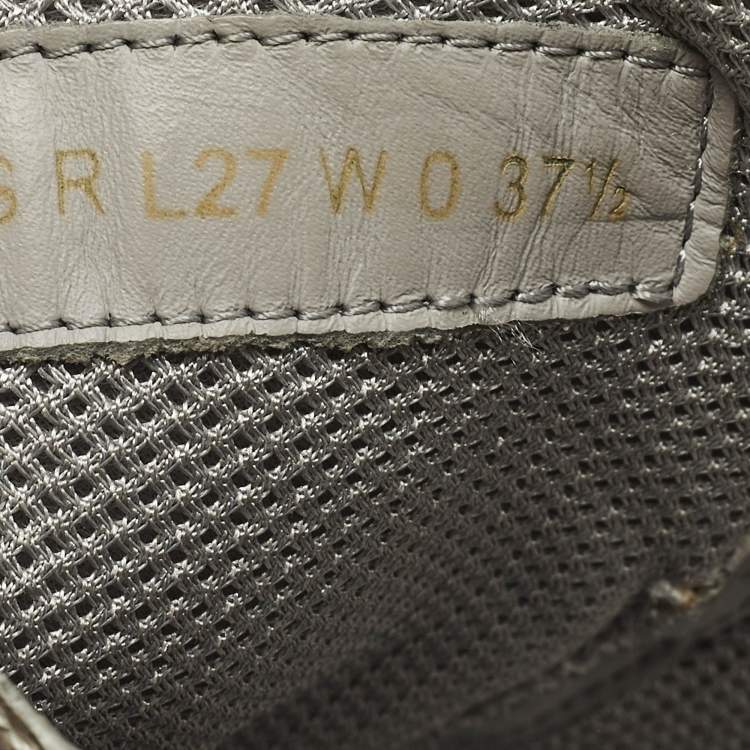 Pre Owned Valentino Bounce Size 37.5 Gold/Silver Leather Low Top Sneakers