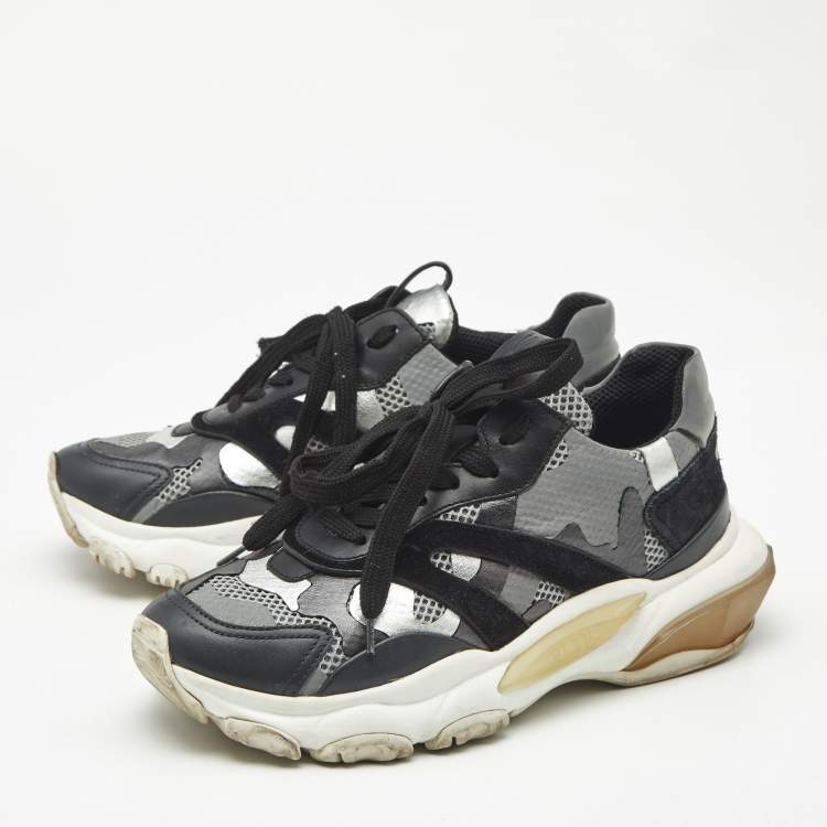 Pre Owned Valentino Bounce Size 35.5 Multicolor Leather and Suede Low Top Sneakers