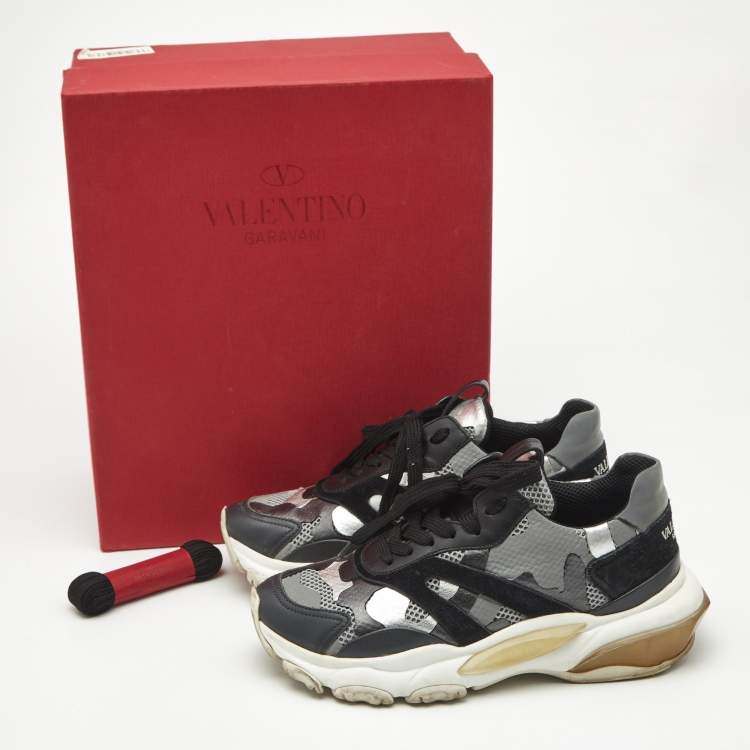 Pre Owned Valentino Bounce Size 35.5 Multicolor Leather and Suede Low Top Sneakers