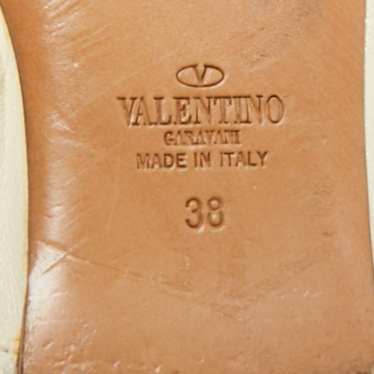 Pre Owned Valentino Love Latch Size 38 White Leather Cross Strap Ballet Flats