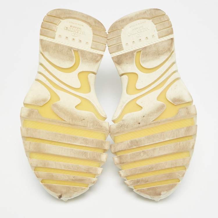 Pre Owned Valentino Rockrunner Size 38 Multicolor Camouflage Canvas and Suede Low Top Sneakers