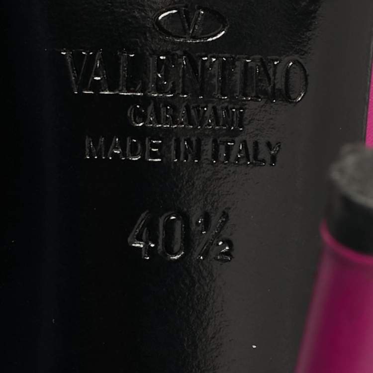 Pre Owned Valentino Rockstud Size 40.5 Purple/Black Leather Ankle Pumps