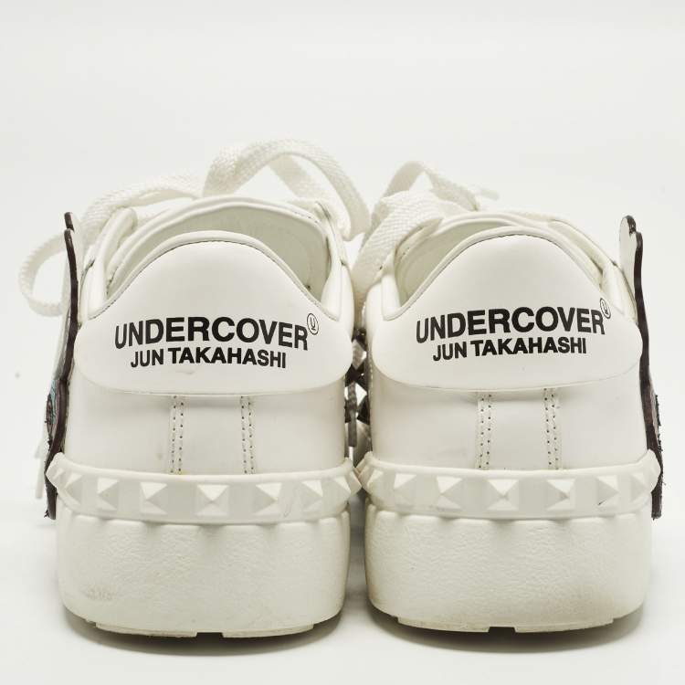 Pre Owned Valentino Rockstud Undercover Edition Size 39 White/Silver Leather Low Top Sneakers