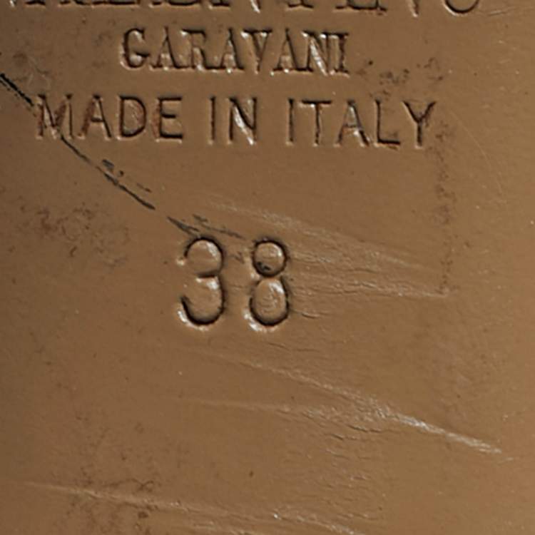 Pre Owned Valentino Rockstud Size 38 Yellow Leather and Patent Leather Ankle Strap Pumps