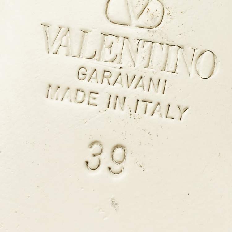 Pre Owned Valentino  Size 39 Off White Leather VLogo Slingback Flats