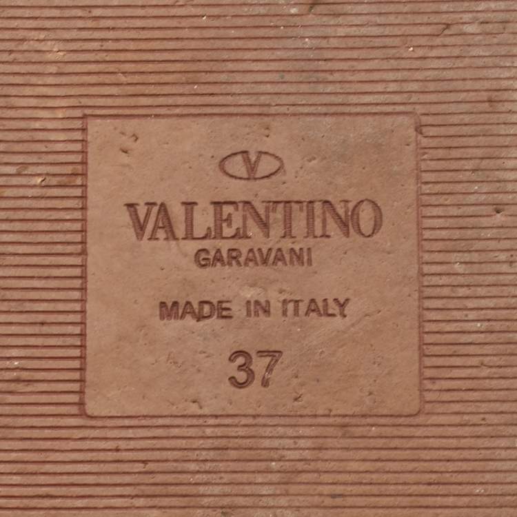 Pre Owned Valentino 03 Rose Edition Atelier Size 37 Brown Leather Flat Slide Sandals