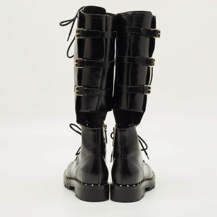 مملوكة مسبقًا Valentino Soul Rockstud Size 36 Black Leather Knee Length Boots