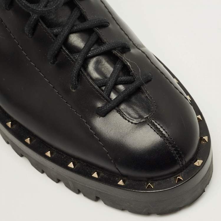 مملوكة مسبقًا Valentino Soul Rockstud Size 36 Black Leather Knee Length Boots