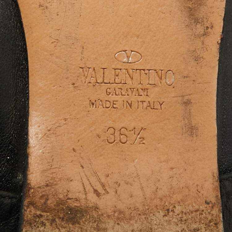 Pre Owned Valentino Love Latch Size 36.5 Black Leather Ballet Flats