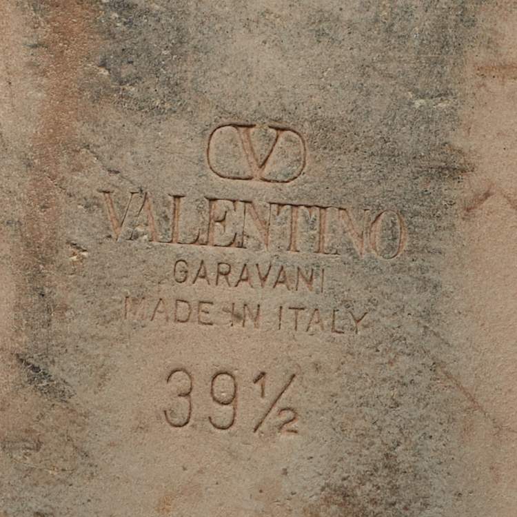 Pre Owned Valentino Rockstud Size 39.5 Pink Leather and Satin Bow Ankle Strap Ballet Flats