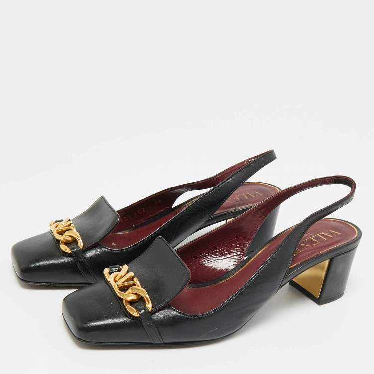 Pre Owned Valentino Size 36 Black Leather Slingback Pumps
