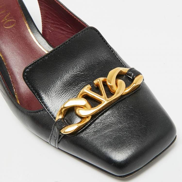 Pre Owned Valentino Size 36 Black Leather Slingback Pumps