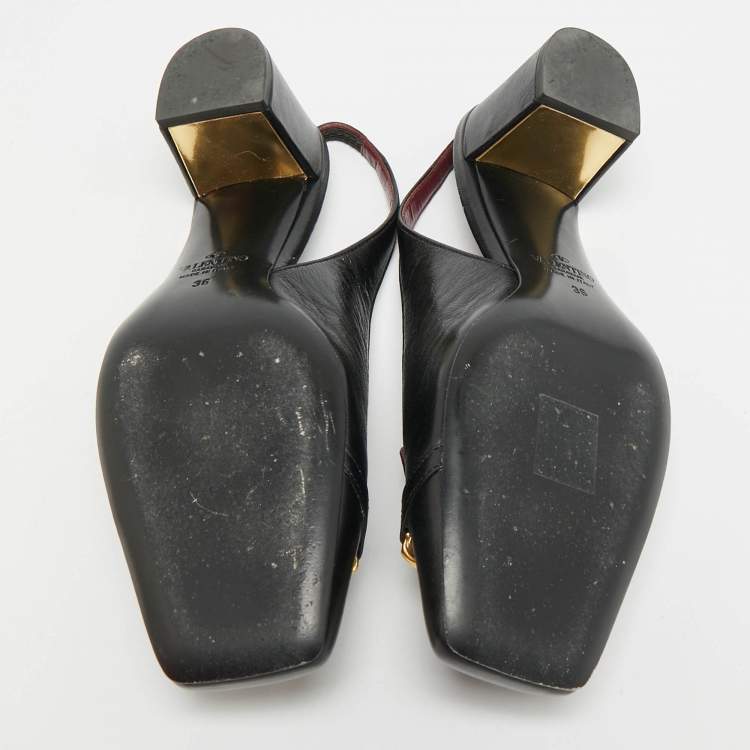 Pre Owned Valentino Size 36 Black Leather Slingback Pumps