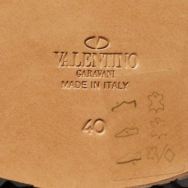 Pre Owned Valentino Size 40 Black Leather Over The Knee Boots