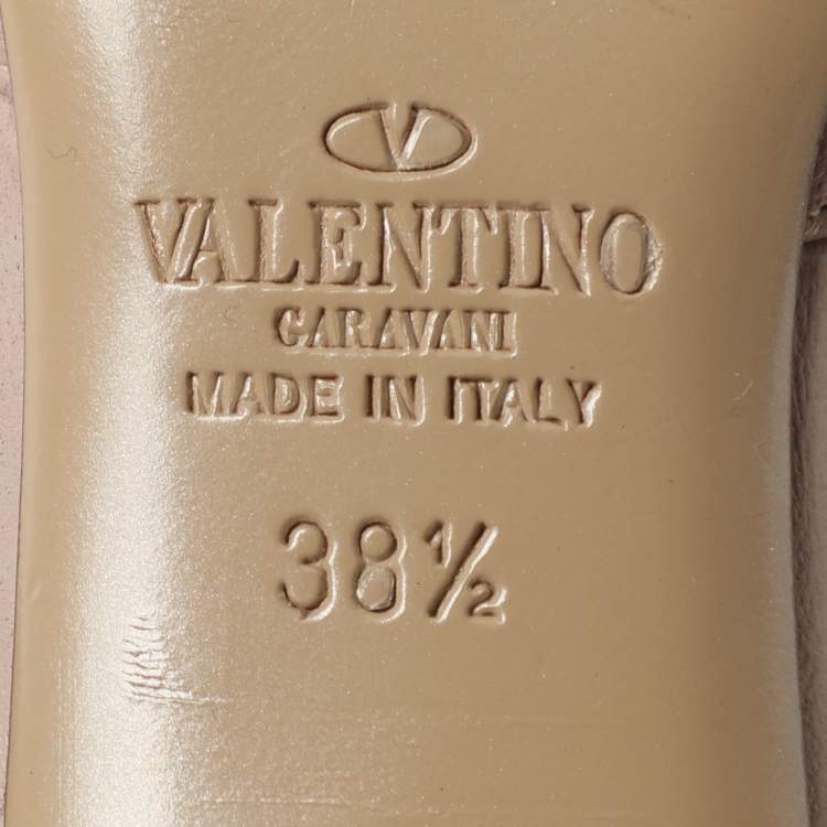 Pre Owned حذاء فالتنينو روكستد بيج لامع وجلد بحزام كاحل مقاس 38.5