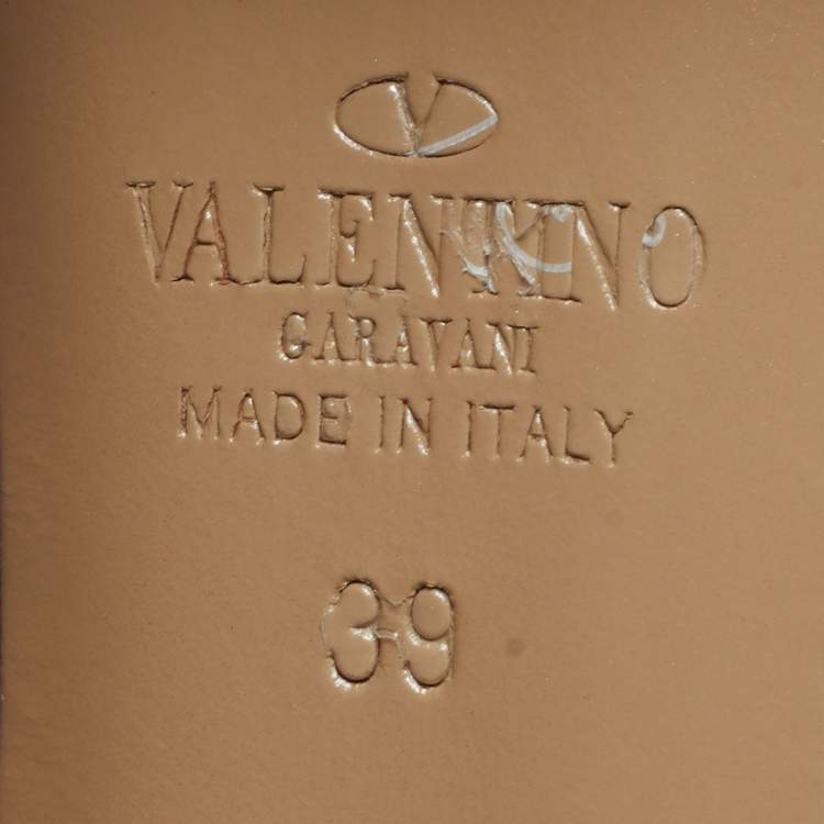 Pre Owned Valentino Rockstud Caged Size 39 Green/Dusty Pink Patent and Leather Ankle Strap Pumps