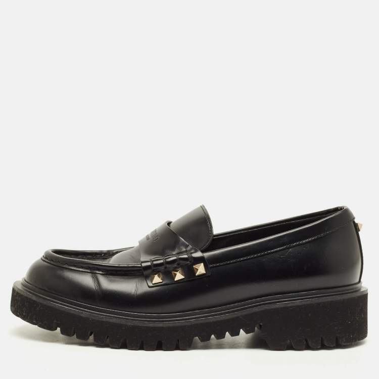 Pre Owned Valentino Rockstud Size 38 Leather Loafers
