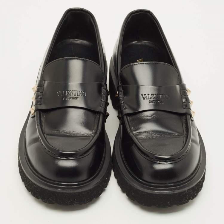 Pre Owned Valentino Rockstud Size 38 Leather Loafers