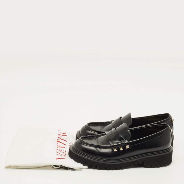 Pre Owned Valentino Rockstud Size 38 Leather Loafers