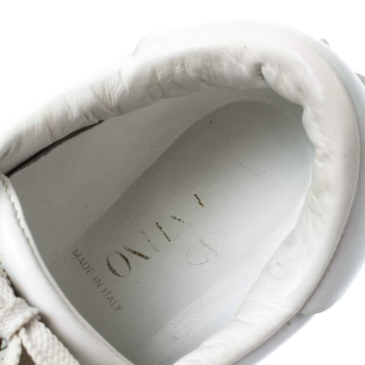 مملوكة مسبقًا Valentino White And Blue Band Leather Open Low Top Sneakers Size 39