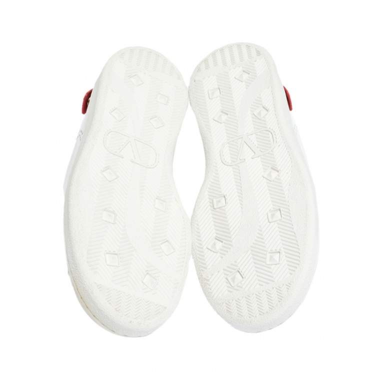 Pre Owned  Valentino Garavani White V-Logo Leather Sneakers Size IT 40.5