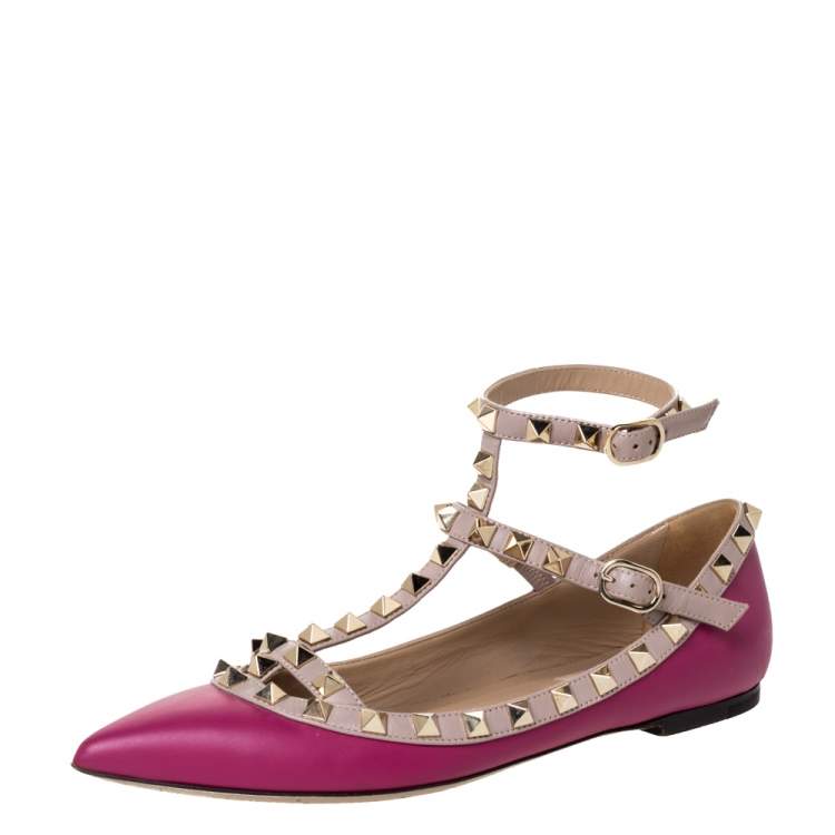 valentino rockstud pink flats