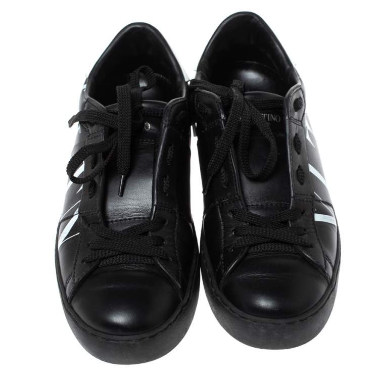 Pre Owned Valentino Two Tone Leather Open Sneakers Size 35