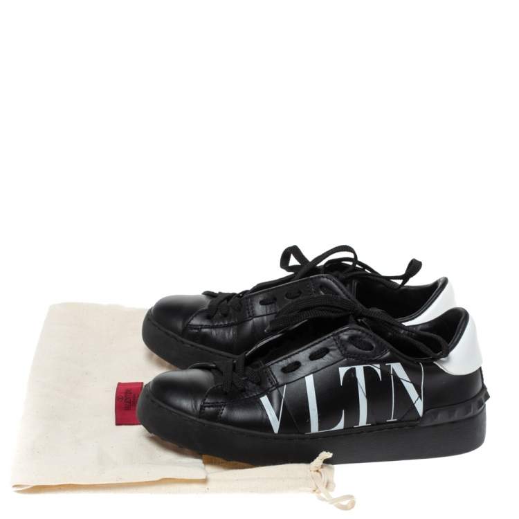 Pre Owned Valentino Two Tone Leather Open Sneakers Size 35