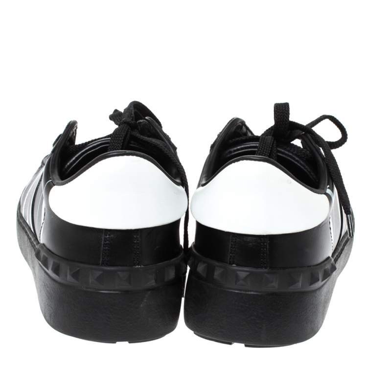 Pre Owned Valentino Two Tone Leather Open Sneakers Size 35