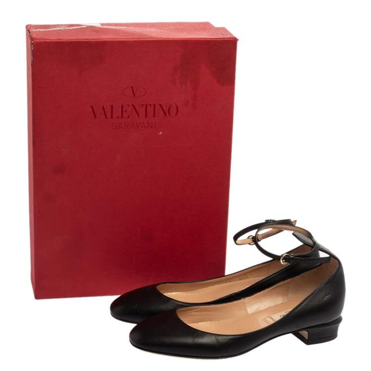 Valentino Black Leather Ankle Cuff Ballet Flats Size 35 5 Valentino Tlc