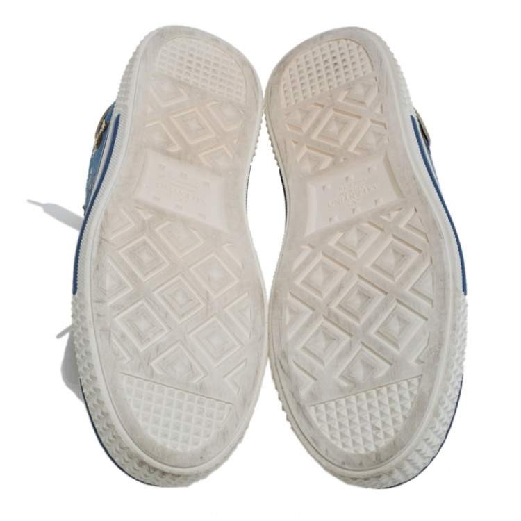 Pre Owned Valentino Blue Denim Sequin Low Top Sneakers Size 40
