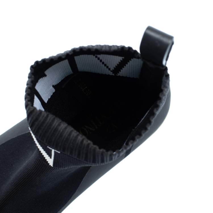 مملوكة مسبقًا Valentino Black Stretch Knit Fabric Sock Sneakers Size 37