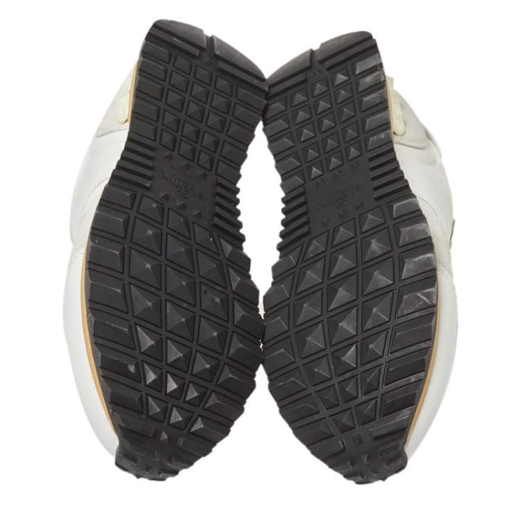 Pre Owned Valentino White/Grey Suede Leather And Canvas L'Amour Rockrunner Low Top Sneakers 38