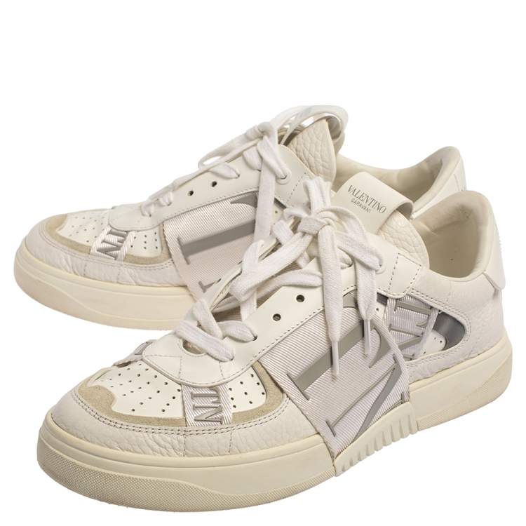 Pre Owned Valentino White Leather VLTN Low Top Sneakers Size 38