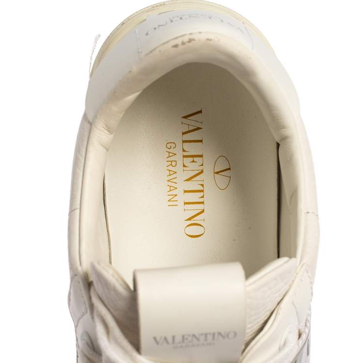 Pre Owned Valentino White Leather VLTN Low Top Sneakers Size 38