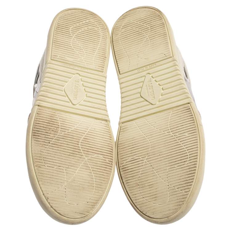 Pre Owned Valentino White Leather VLTN Low Top Sneakers Size 38