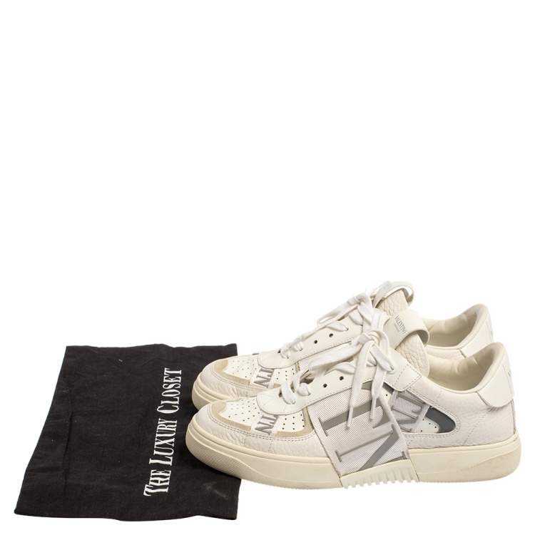 Pre Owned Valentino White Leather VLTN Low Top Sneakers Size 38