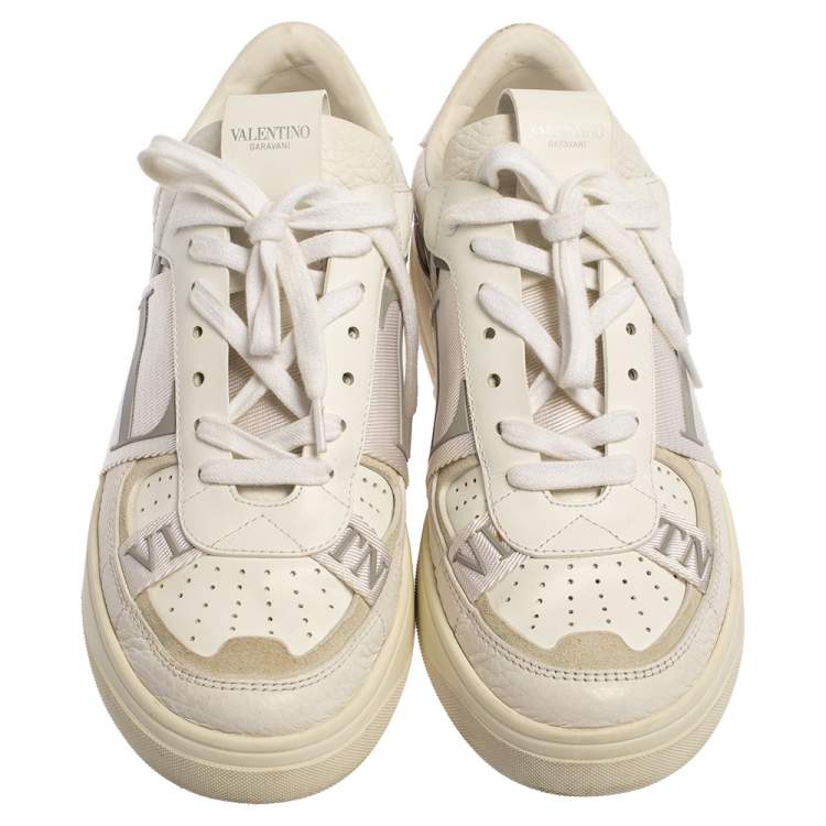 Pre Owned Valentino White Leather VLTN Low Top Sneakers Size 38