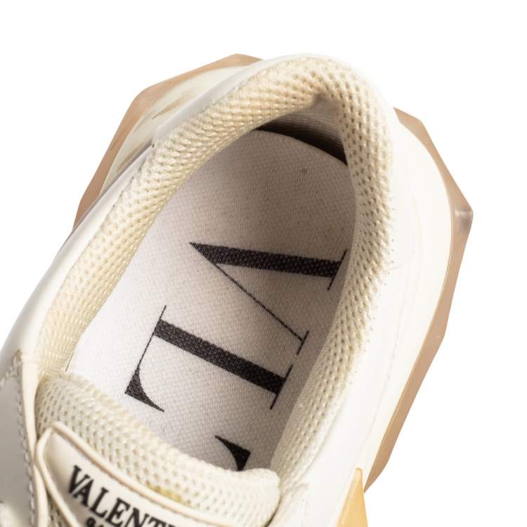 Pre Owned Valentino x Undercover White Leather Chain Rose Print Bounce Sneakers Size 39