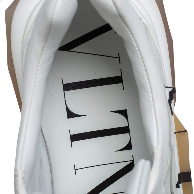 Pre Owned Valentino White Leather Logo Chunky Sneakers Size 40