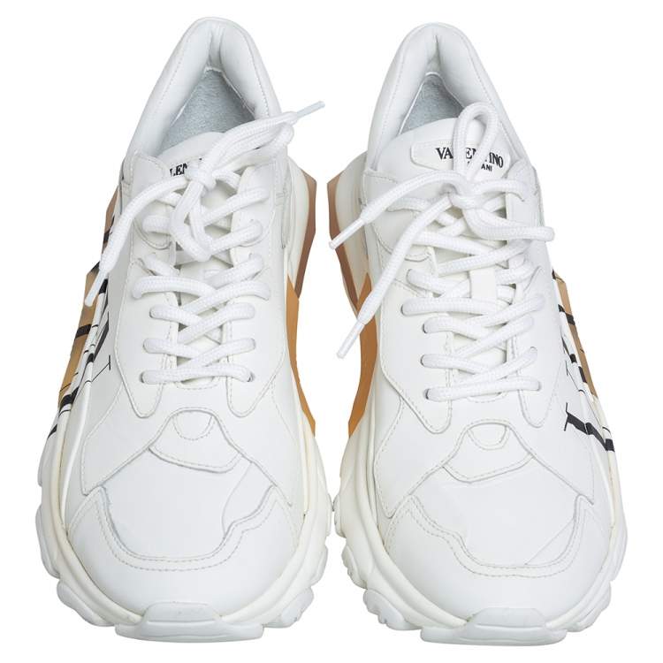 Pre Owned Valentino White Leather Logo Chunky Sneakers Size 40