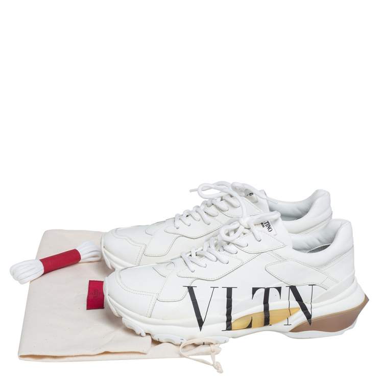 Pre Owned Valentino White Leather Logo Chunky Sneakers Size 40
