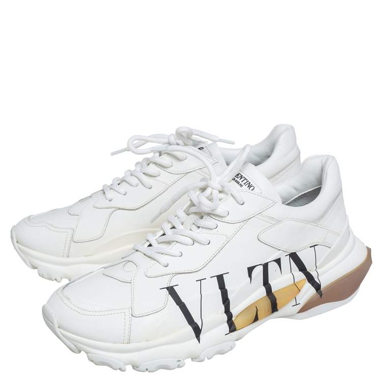 Pre Owned Valentino White Leather Logo Chunky Sneakers Size 40