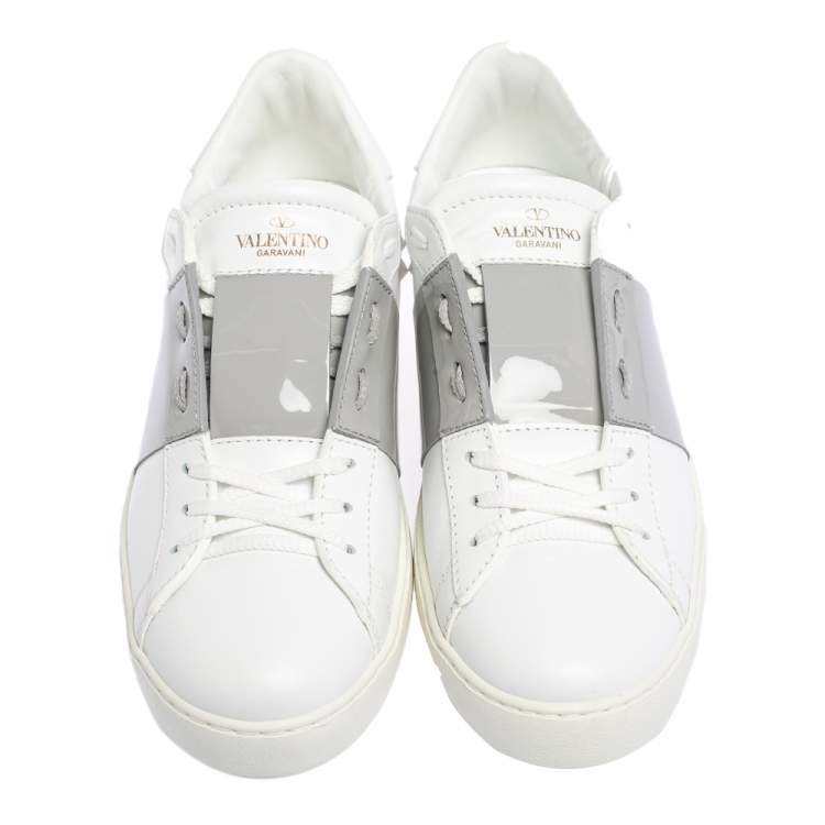 Pre Owned Valentino White Leather Open Sneakers Size 40.5