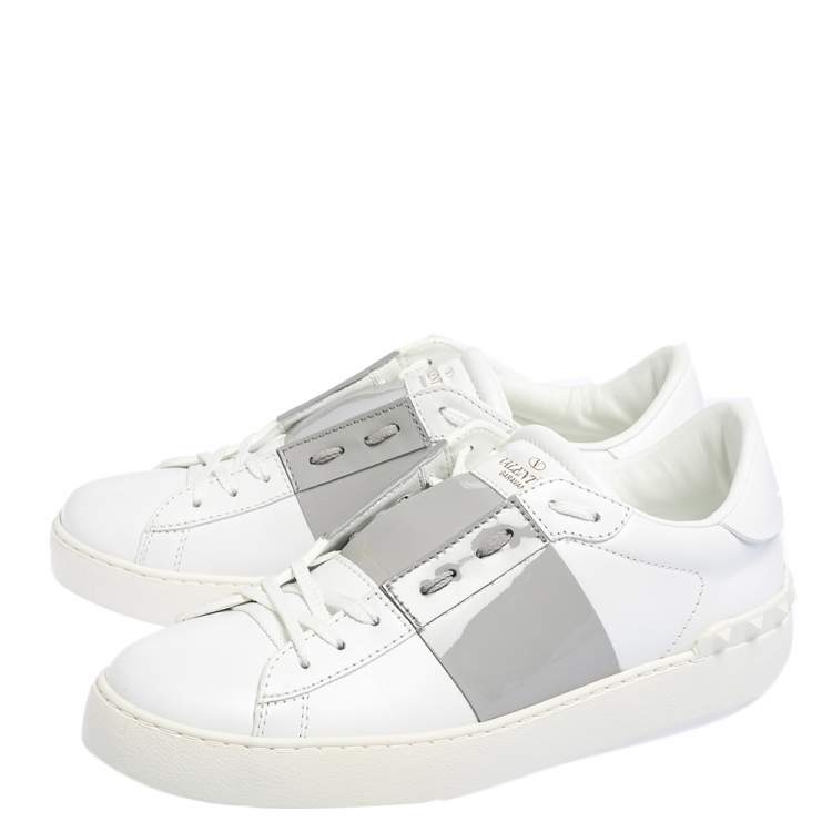 Pre Owned Valentino White Leather Open Sneakers Size 40.5