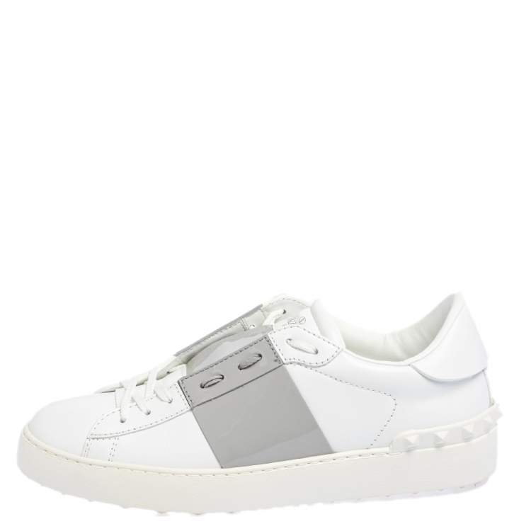 Pre Owned Valentino White Leather Open Sneakers Size 40.5